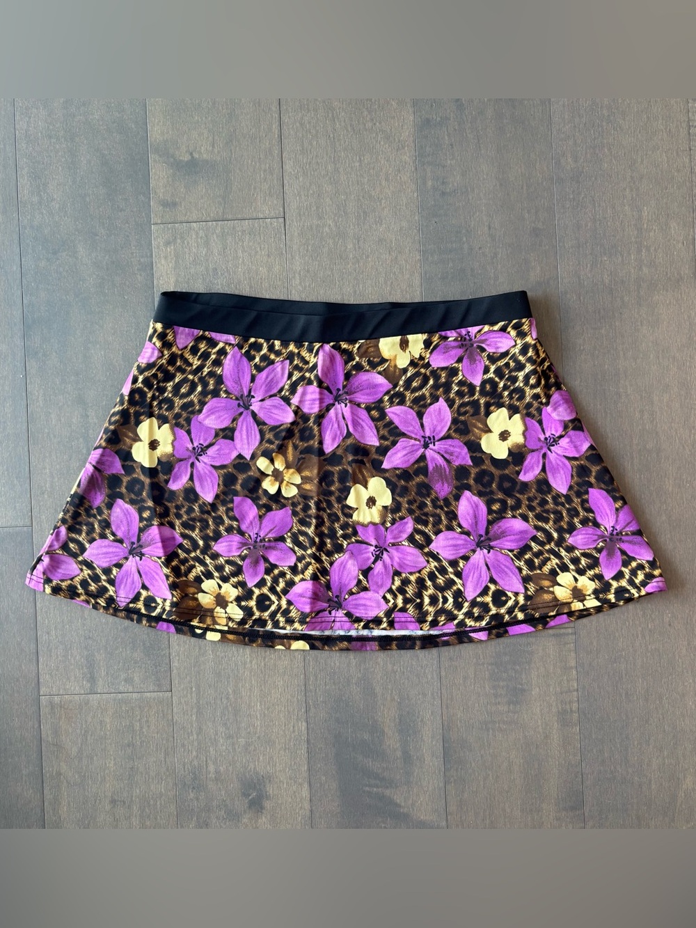 La Vie En Rose Purple Floral Leopard Skater Skirt